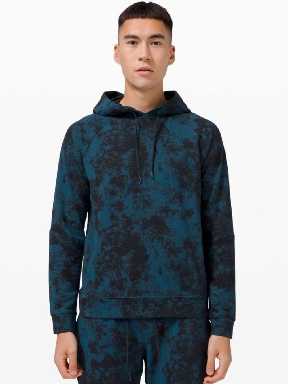Men's Teal & Black Hooded Pullover Sweatshirt
